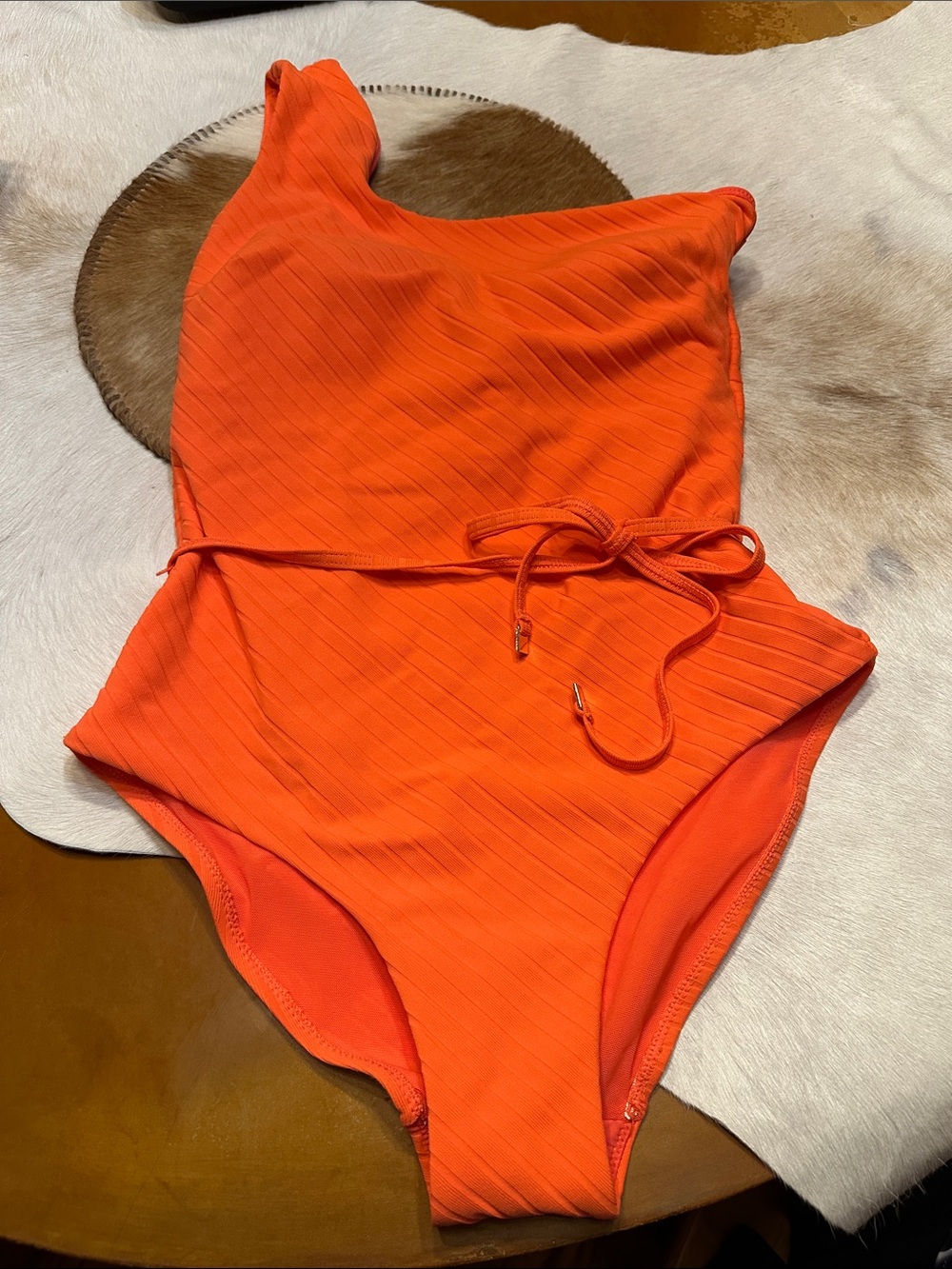 Coral orange one shoulder one piece swimsuit Sea Level Swim Australia